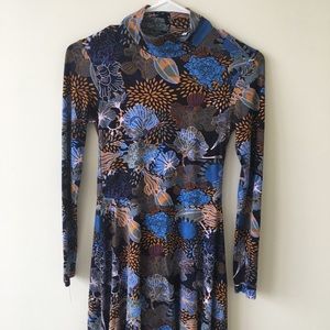 H&M floral long sleeve dress | jersey | mock neck